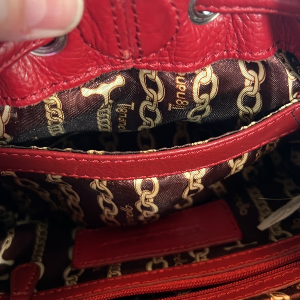 Tignanello Leather Small Bucket‎ Purse Red Hobo - Picture 6 of 11